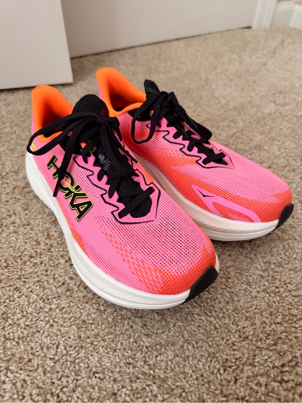 Hoka Women's Pink Orange Black Athletic Running Shoes